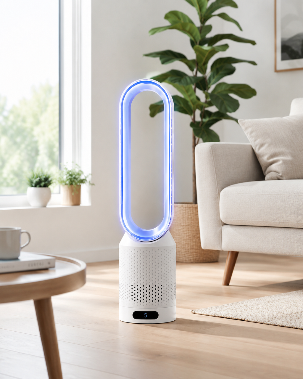 Ventilateur Colonne Sans Pales Silencieux - Purificateur d'Air 3-en-1