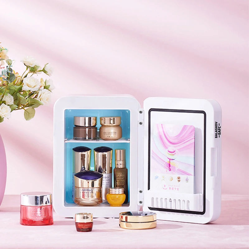 Mini Réfrigérateur 4L avec Miroir LED - Cosmétiques & Boissons