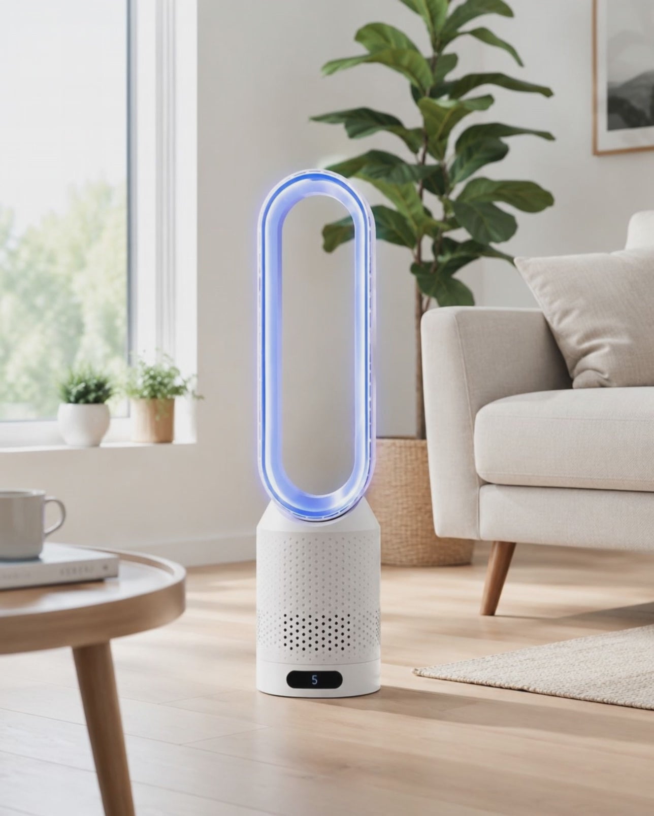 Ventilateur Colonne Sans Pales Silencieux - Purificateur d'Air 3-en-1